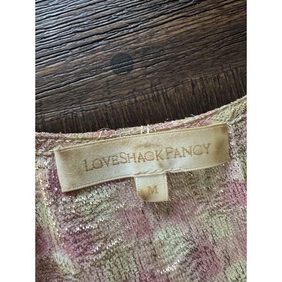 LoveShackFancy Maxi Dress Women’s Medium Wrap Tiered Metallic Gingham - Picture 16 of 16